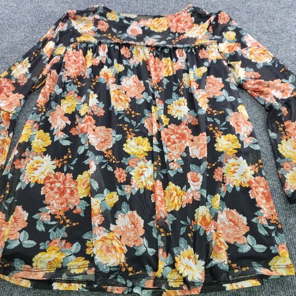 Bobbie Brooks Womans Small Lined Multicolor Floral Peasant Top Bell Sleeve - Picture 6 of 7